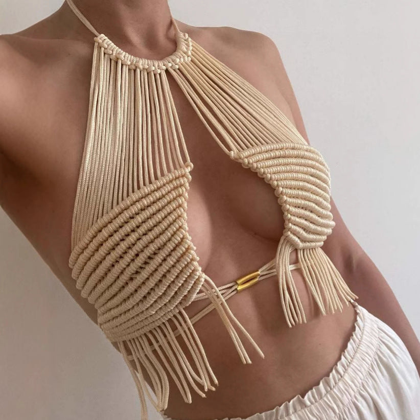 Women's Beach Vest Tassel Top