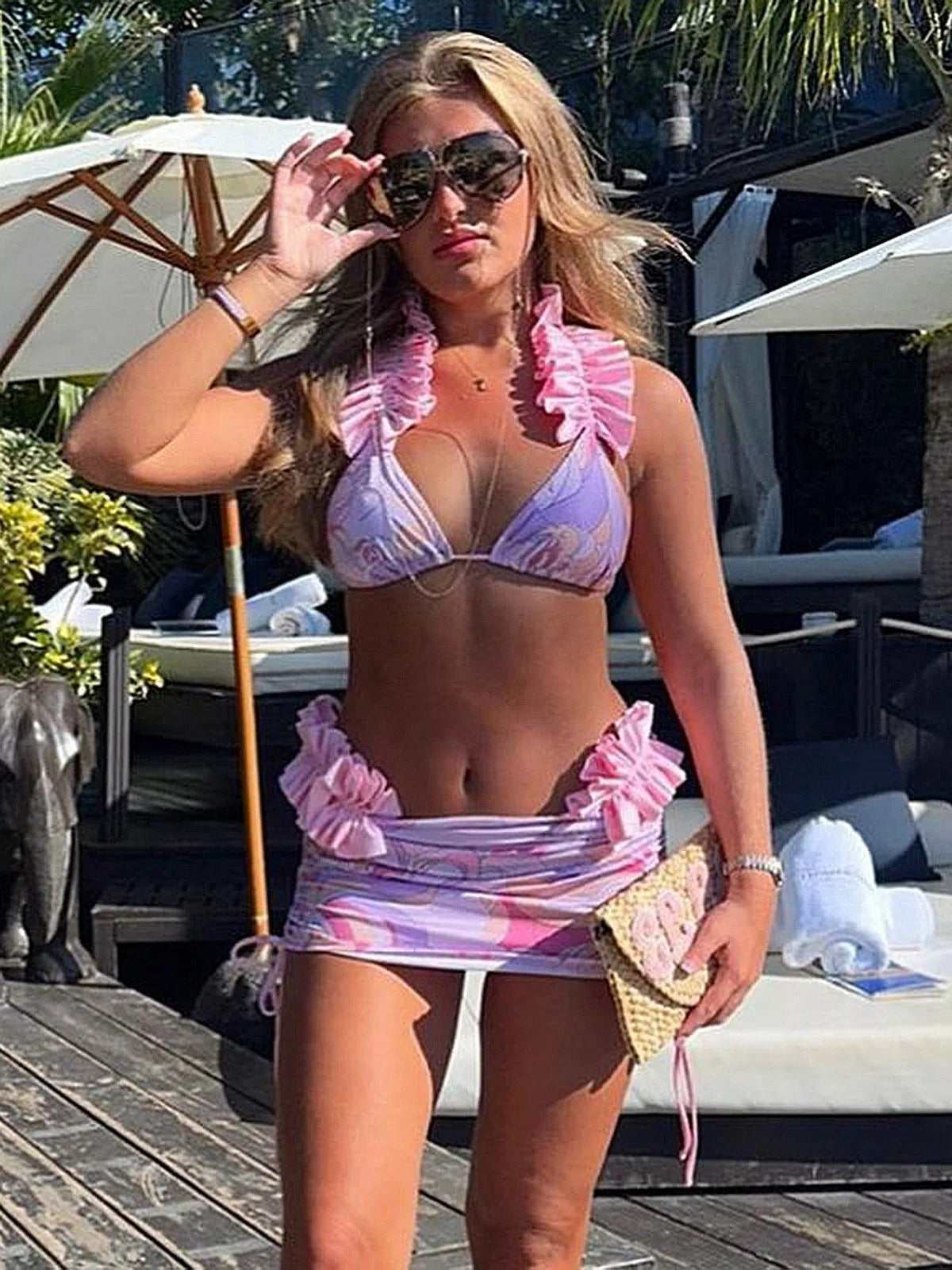 Bikini Pleated Split Women's Swimsuit