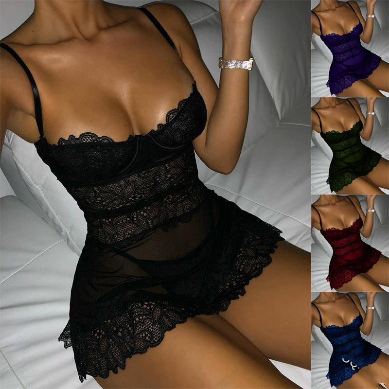 Sling Dress  Lace Tight  Nightdress Thong
