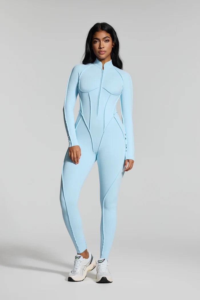 Women's Fashion Long Sleeve Zipper Slim Fit Jumpsuit