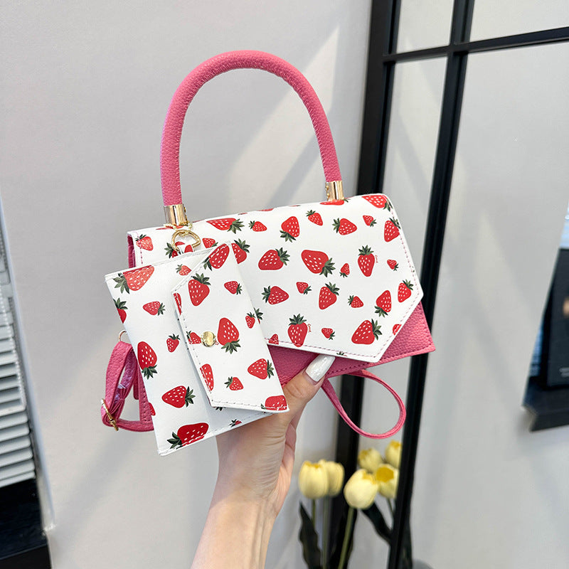 Strawberry Square Bag Casual Commuter Crossbody Bag