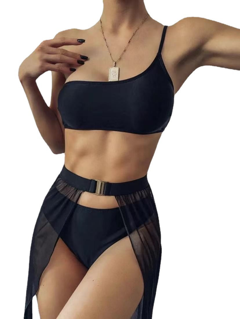 Women's Fashion Casual Solid Color Split Three-piece Suit