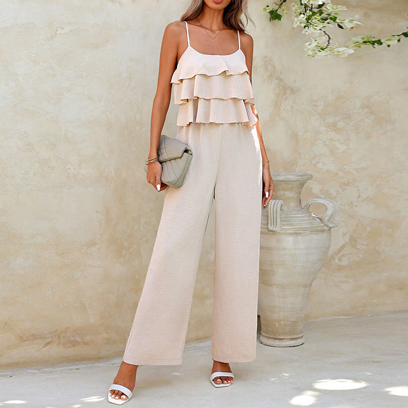 Women's European And American Style Lotus Leaf Jumpsuit
