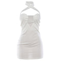 Womens Fashionable Slim-Fit Sexy Halterneck Hollow-Out Dress